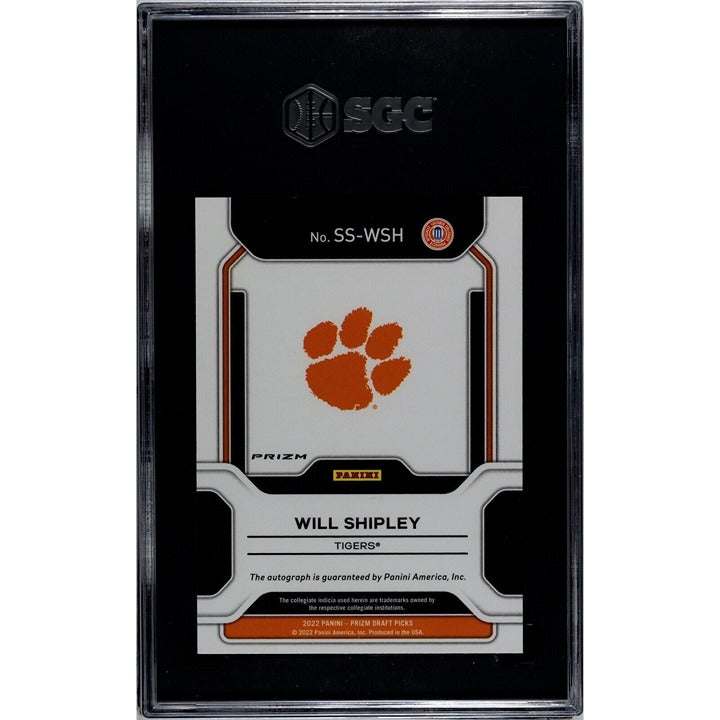 2022 Panini Prizm Draft Will Shipley autographed Clemson Tigers Gold Ice SGC 9.5 football card