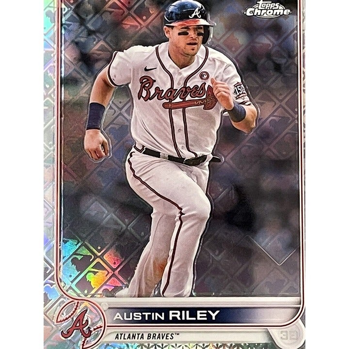 2022 Topps Chrome Austin Riley Refractor Card #28 MLB Atlanta Braves WS CHAMPION