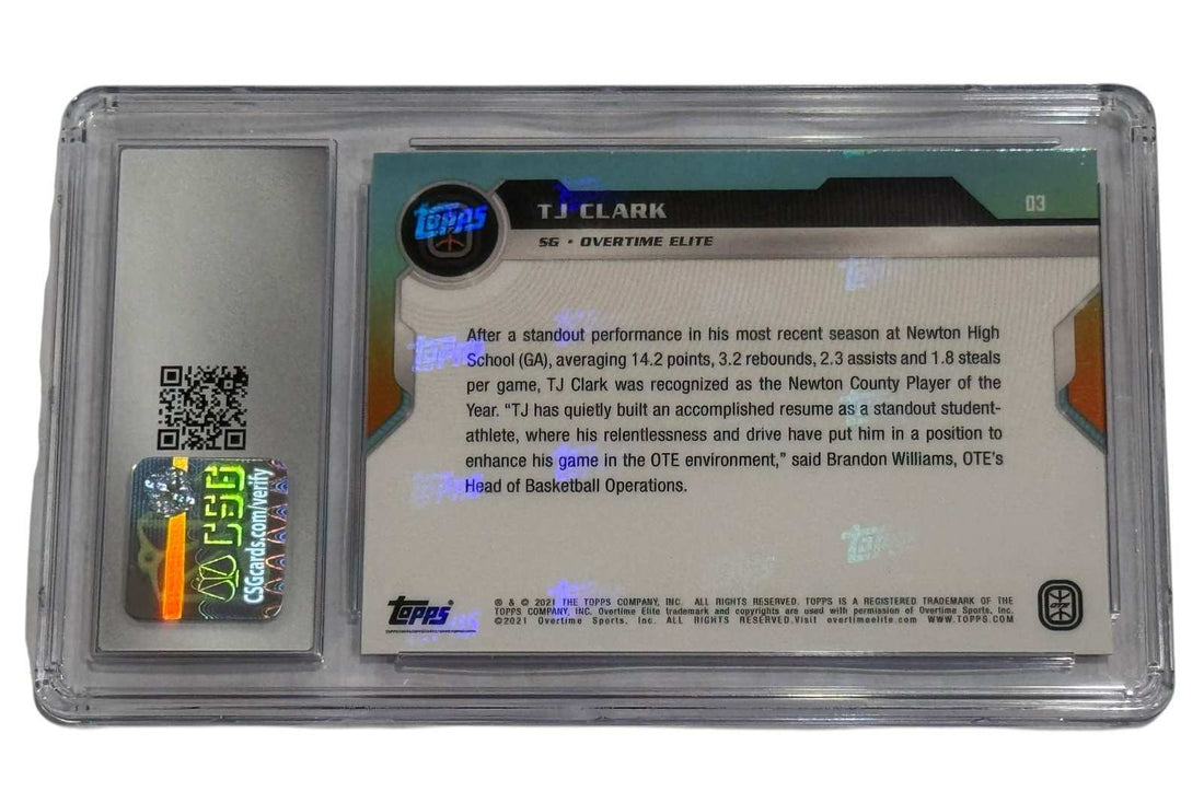 TJ Clark 2021-22 Topps Now Overtime Elite Debut Rookie Card CSG 10 Gem Mint
