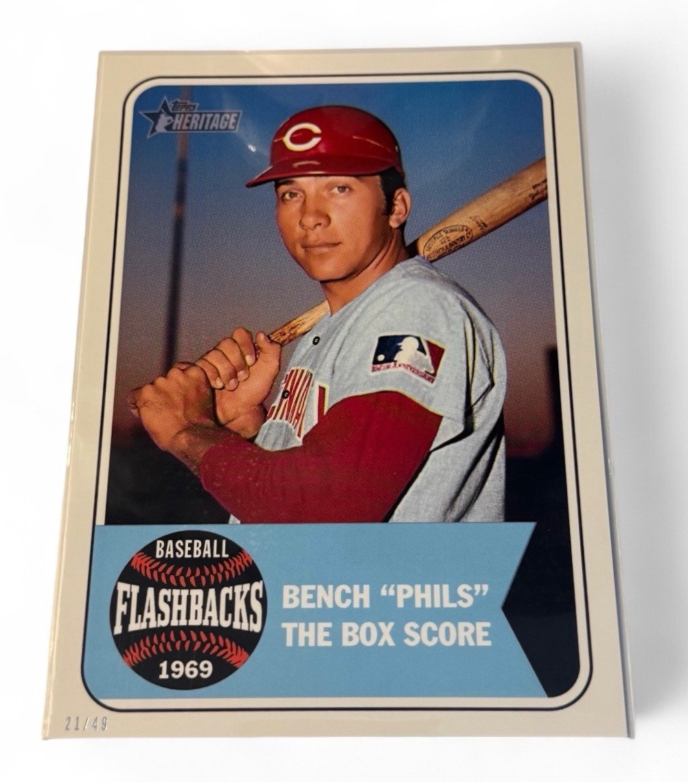 /49 OVERSIZED* Johnny Bench 2018 Topps Heritage FB BFJB 1969 MLB Big
Red Machine