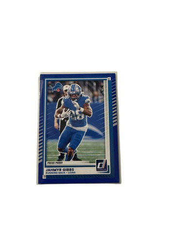 Jahmyr Gibbs 2025 Donruss Press Proof football card strong centering Detroit Lions RB