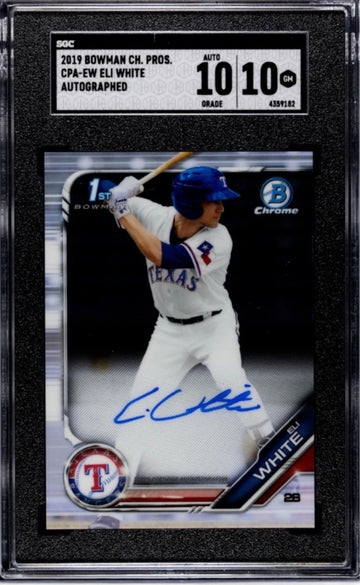 2019 BOWMAN CH. PROS.
ELI WHITE RC AUTO - CPA-EW MLB
Braves - SGC 10/10 Gem Mint