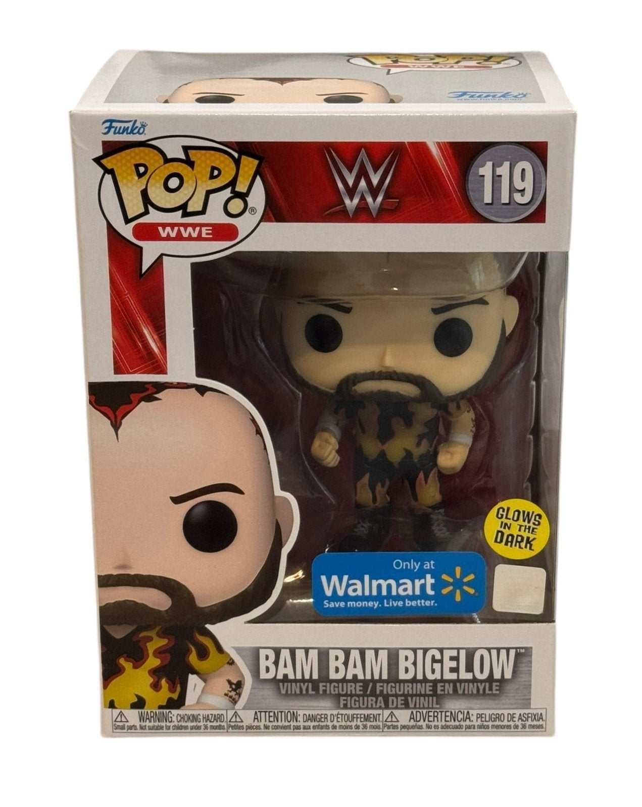Funko Pop WWE Bam Bam Bigelow #119 Walmart Exclusive glow in the dark vinyl figure