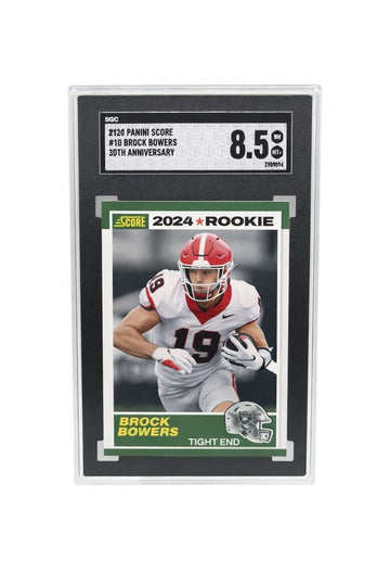 Brock Bowers 2024 Panini Score rookie card graded SGC 8.5 with 30th Anniversary design