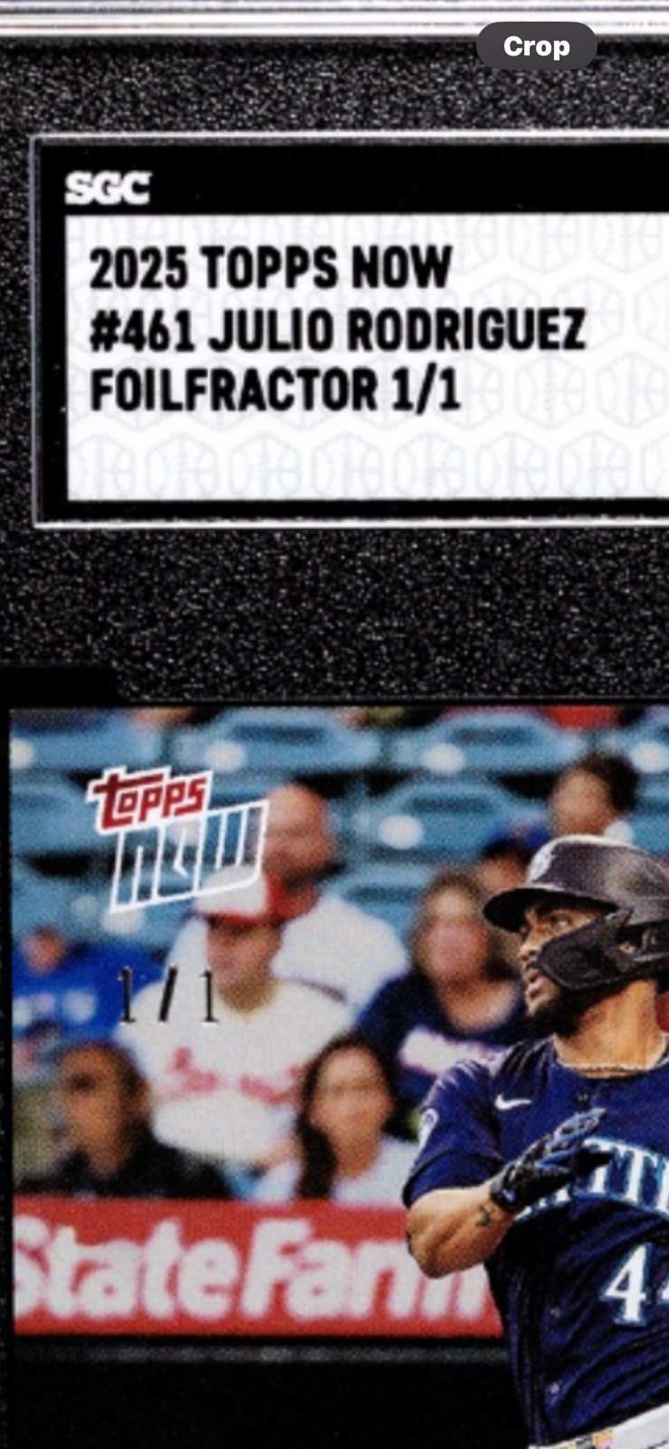 2025 TOPPS NOW Julio Rodriguez Mariners baseball card SGC 9 1/1 foil factor