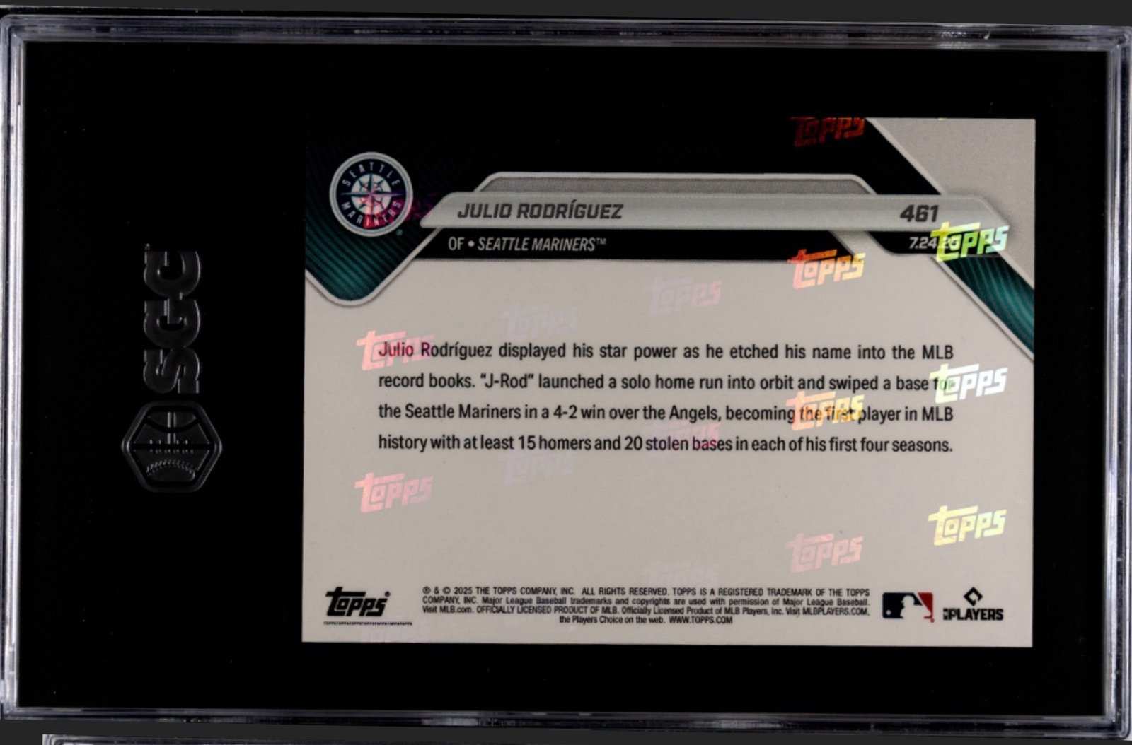 2025 TOPPS NOW Julio Rodriguez Mariners baseball card SGC 9 collectible