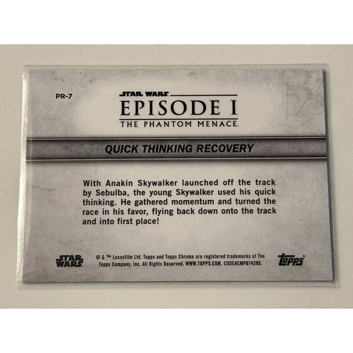 2025 Topps Chrome Sapphire Star Wars Phantom Menace Podracing PR7 Quick Thinking recovery trading card