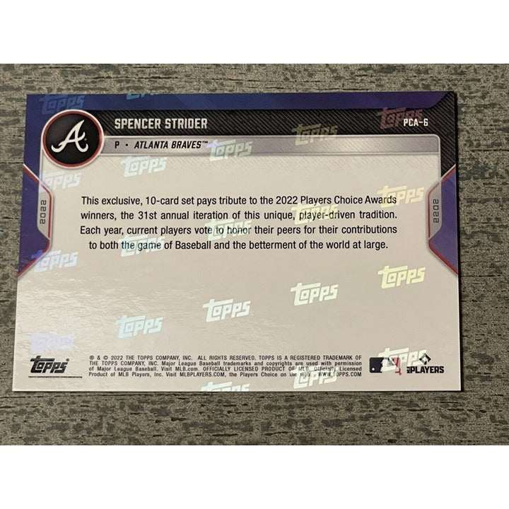 2022 Topps NOW Spencer Strider Rookie card Atlanta Braves Outstanding Rookie of the Year