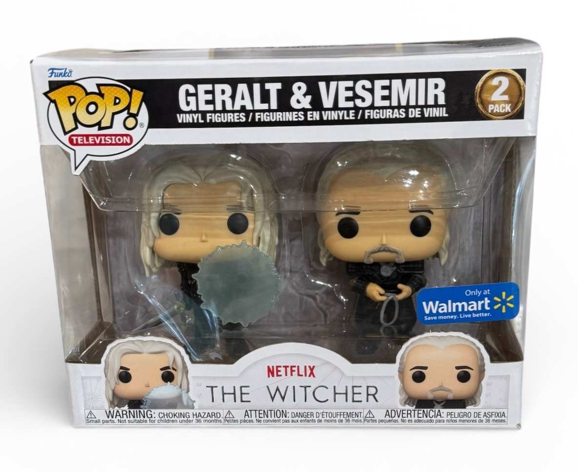Funko Pop Walmart exclusive 2 pack Geralt and Vesemir The Witcher vinyl figures in packaging