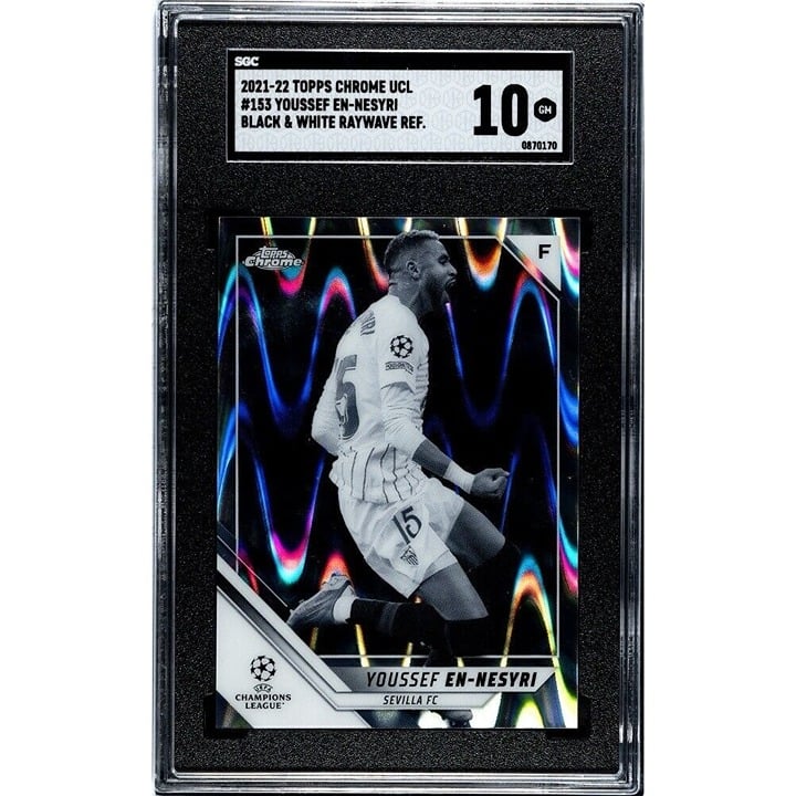 2021-22 T Chrome UEFA Black/White RayWave Refrac Youssef En-Nesyri  #153 SGC 10*