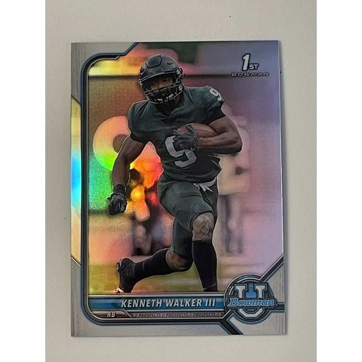 2022 BOWMAN U 1ST Kenneth Walker III rookie pink refractor football card Seattle Seahawks
