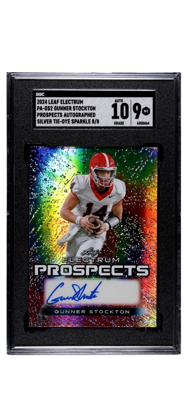 8/8* Gunner Stockton RC Auto 2024 Leaf Electrum Prospects Silver Tie UGA - SGC 9