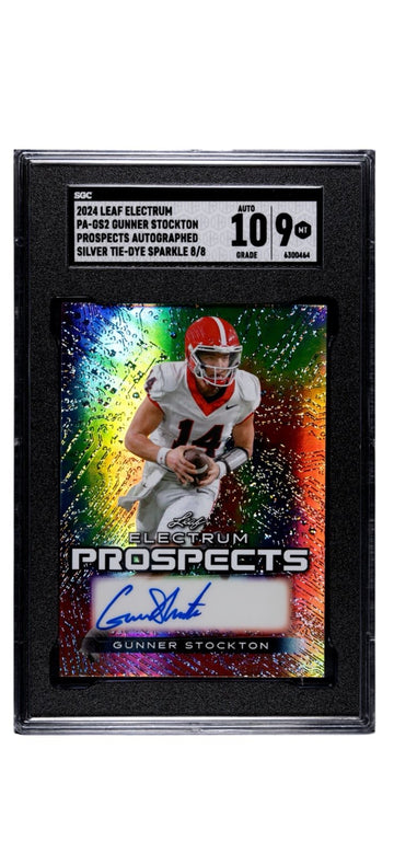 8/8* Gunner Stockton RC Auto 2024 Leaf Electrum Prospects Silver Tie UGA - SGC 9
