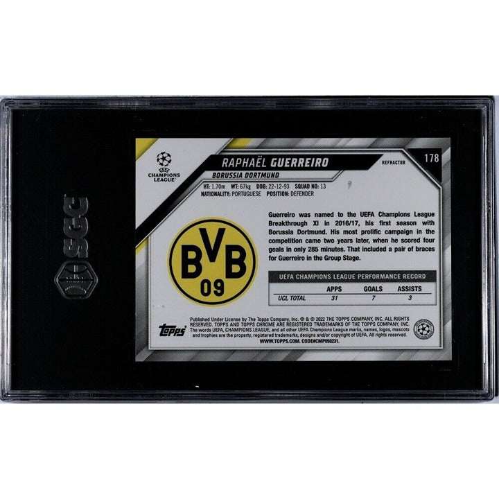 2021-22 Topps Chrome UCL Raphael Guerreiro Borussia Dortmund SGC 9.5 graded soccer card