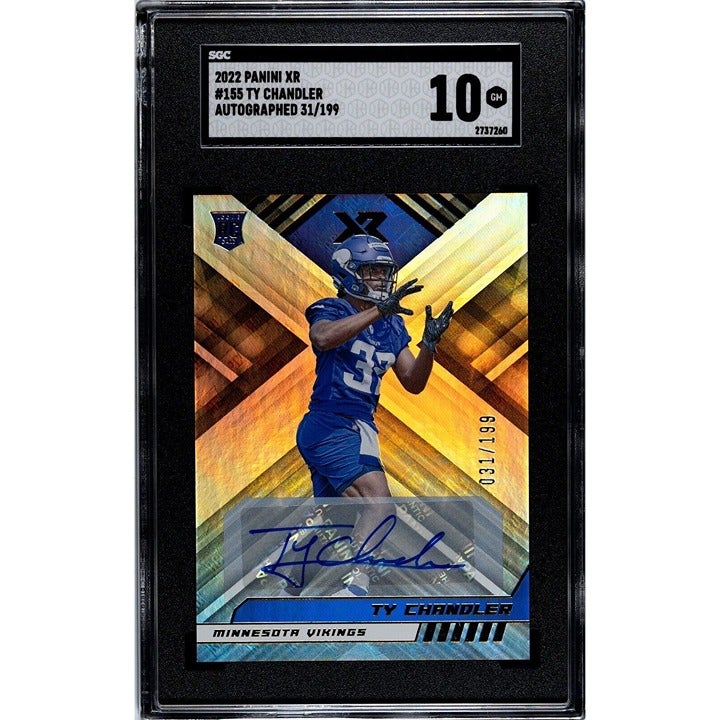 Ty Chandler* 31/199 Rookie Auto 2022 Panini XR NFL Minnesota Vikings #155 SGC 10
