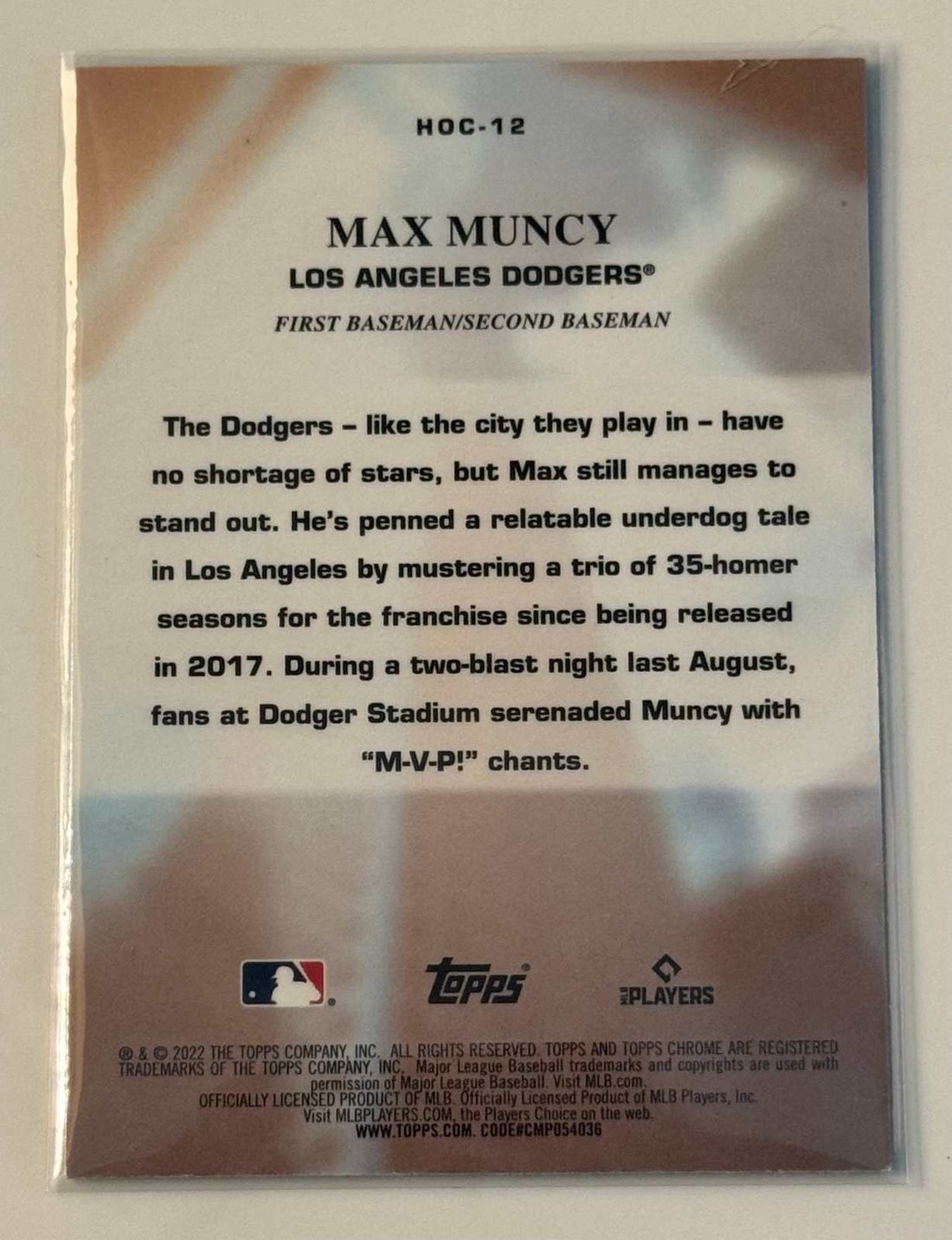 Max Muncy 2022 Topps Chrome Heart of the City Refractor LA Dodgers baseball card
