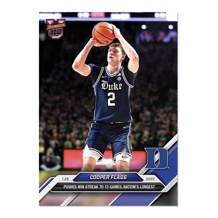 Cooper Flagg RC 2024-25 Bowman U Now basketball rookie card in Duke Blue Devils uniform