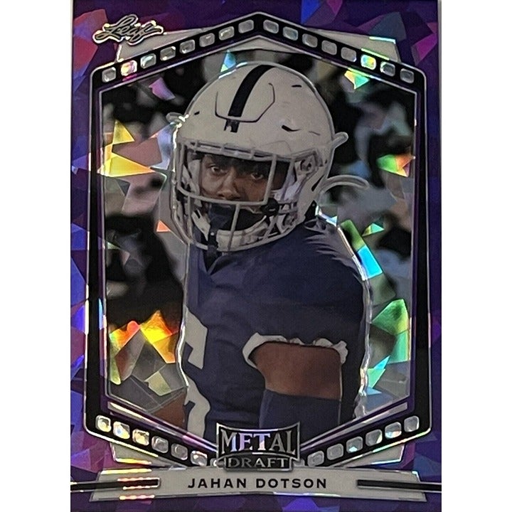 Jahan Dotson 2022 Leaf Metal Draft Purple Crystals Parallel NFL trading card with hologram and rookie design