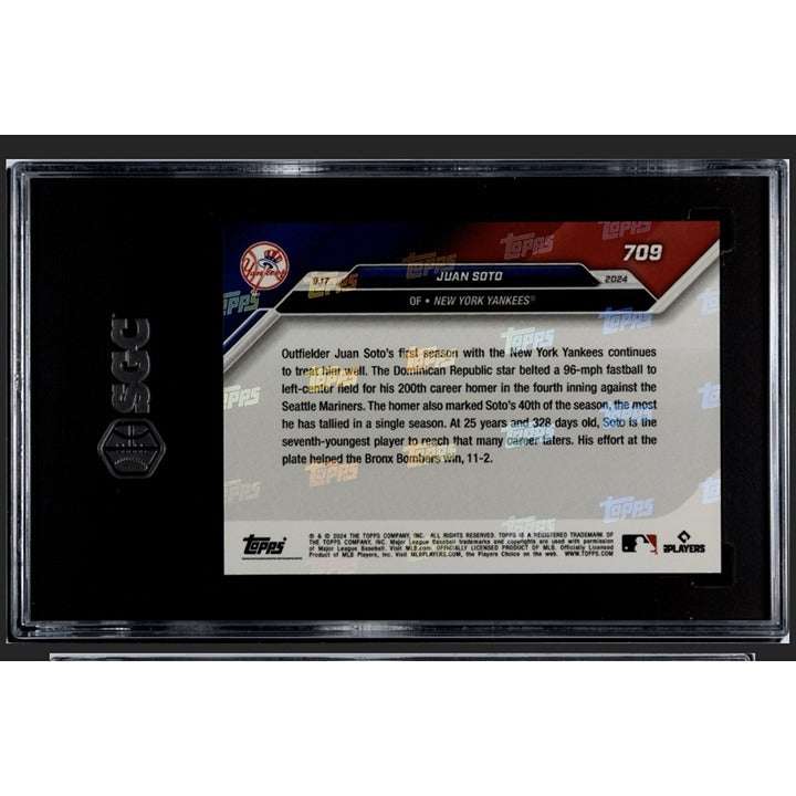 2024 Topps Now Juan Soto MLB trading card graded SGC 10 celebrating 200 home runs milestone