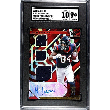 2021 XR Nico Collins RC Triple Patch Auto RPA 3/75 Triple Swatch Texans - SGC 9*
