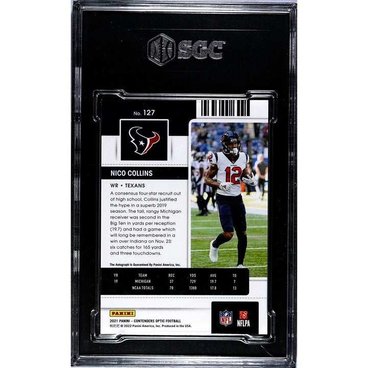 2021 XR Nico Collins RC graded rookie card with triple patch and autograph, Houston Texans