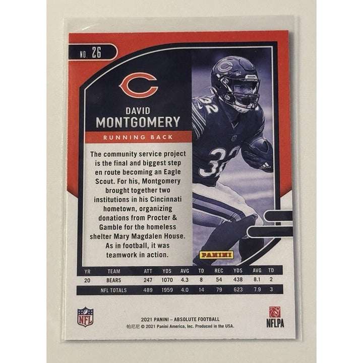 2021 Panini Absolute David Montgomery Silver Parallel NFL Chicago Bears trading card