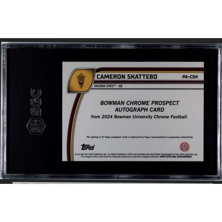 2024 Bowman U Chrome Cameron Skattebo ASU Autograph Rookie Card SGC 8.5