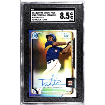 36/499 2015 Bowman 1st Chrome Teoscar Hernandez Purple  Refractor Auto - SGC 8.5