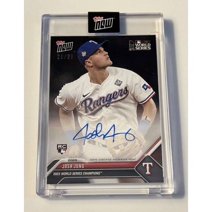 Josh Jung Rookie Card 20/99 2023 Topps NOW World Series Champs autographed Texas Rangers