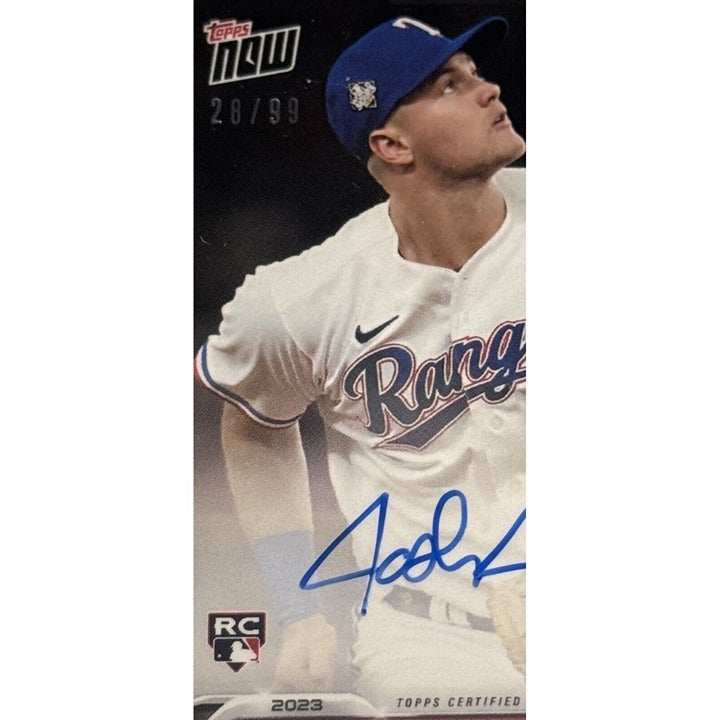 Josh Jung RC 2023 Topps NOW World Series Champs autographed Texas Rangers rookie card in protective case