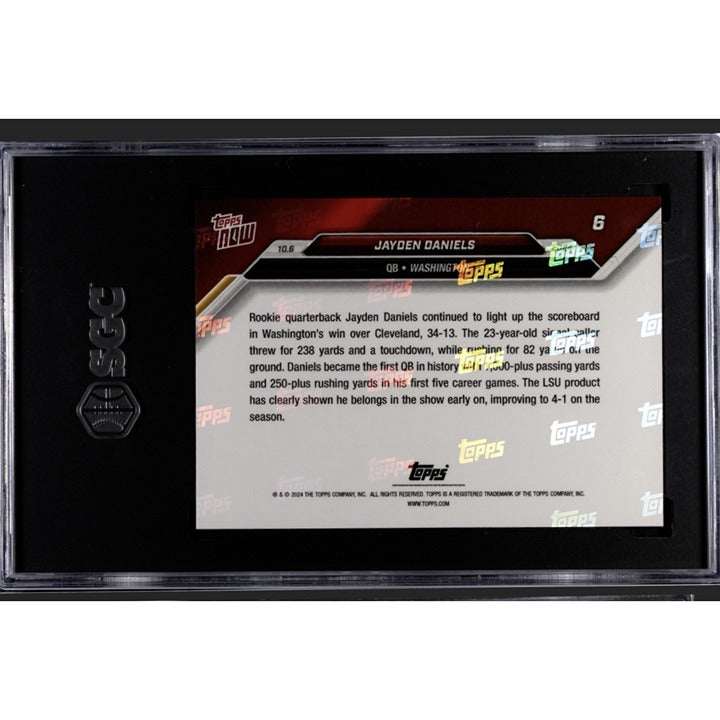 Jayden Daniels RC NFL Commanders 2024 TOPPS NOW rookie football card graded SGC 9.5