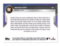 Houston Astros 2022 Topps Now No Hitter World Series Champs trading card featuring key players and historic game details