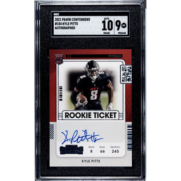 2021 Contender Kyle Pitts RC Autogrpah Rookie Ticket Card 104 NFL Falcons SGC 9*