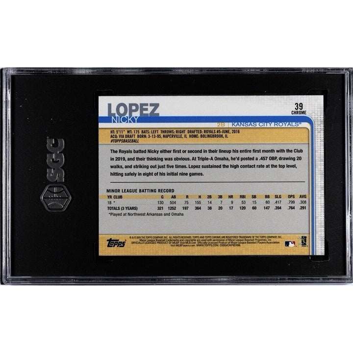 2019 Topps Chrome Update Nicky Lopez Rookie Card graded 9.5 in protective case