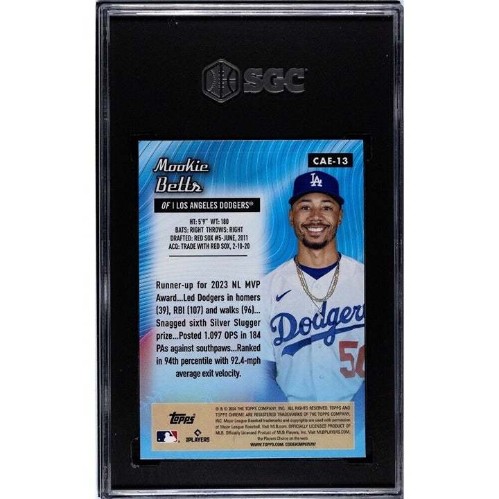 2024 Mookie Betts Topps Chrome Tech Refractor graded SGC 9.5 baseball card in protective case