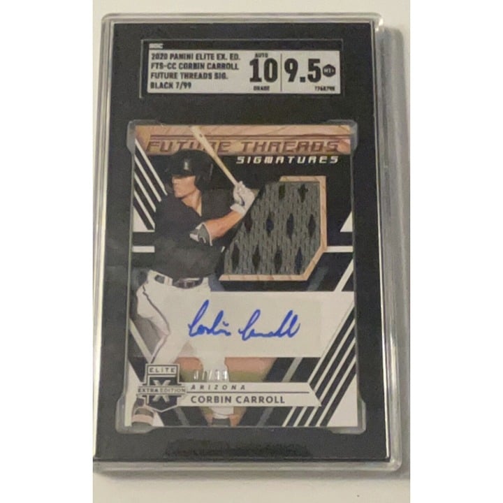 Corbin Carroll RC 2020 Elite Extra Future Threads Patch Auto 7/99 Dbacks SGC 9.5