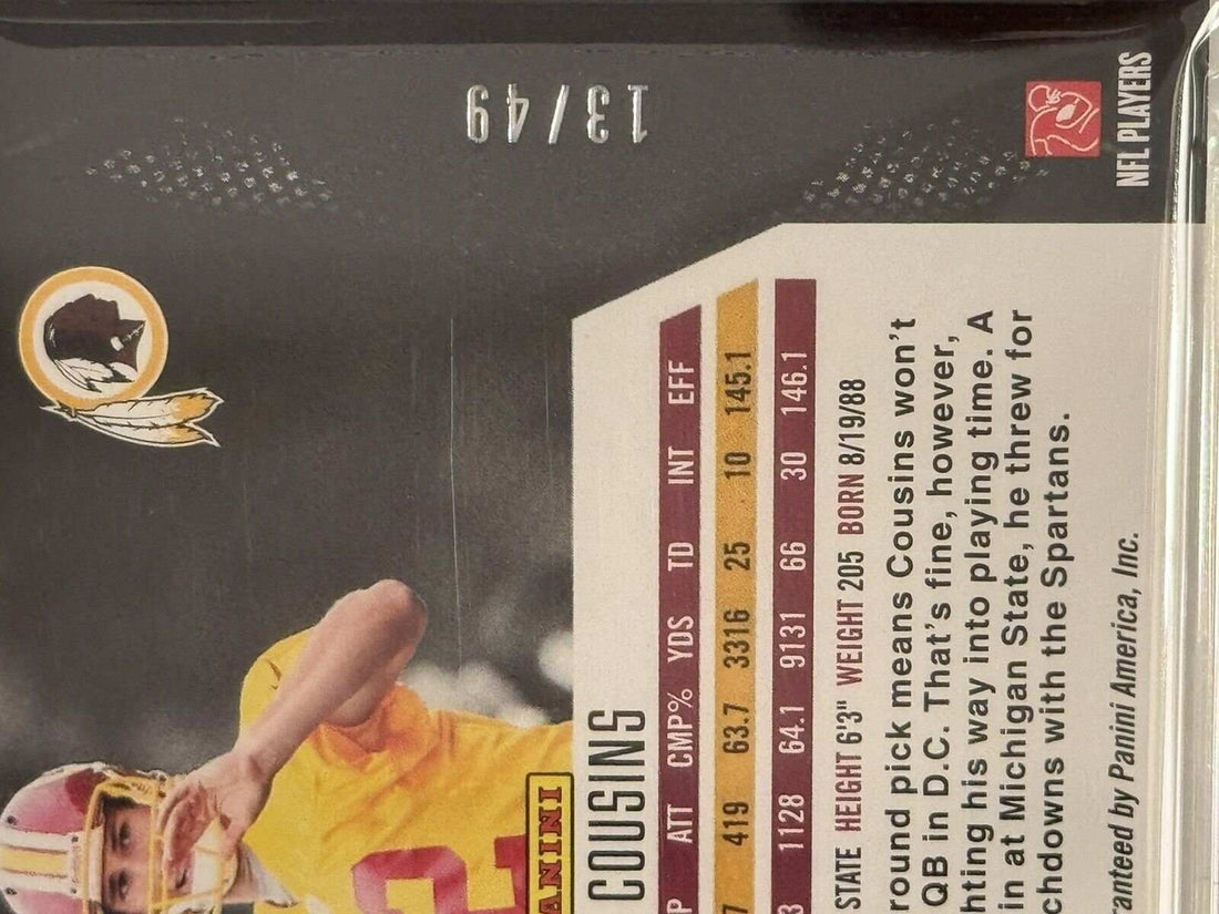 2012 Panini Momentum Kirk Cousins rookie football card #170 gold autograph PSA 7 graded
