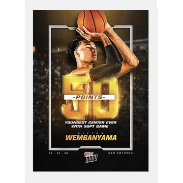 Victor Wembanyama YOUNGEST CENTER EVER! With 50 Points 2024 Topps NOW #7 - READY