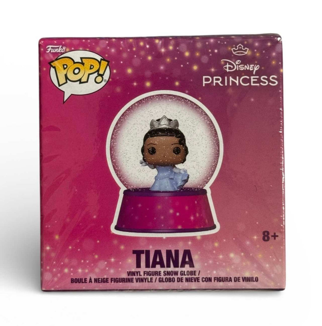 Tiana vinyl figure snow globe in pink Disney Princess box
