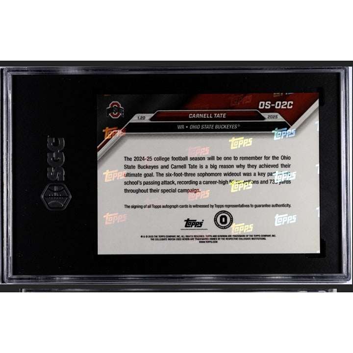 2024-25 Bowman Carnell Tate autographed Ohio State Buckeyes football card graded SGC 10 limited edition 5/5 print aluminum stock