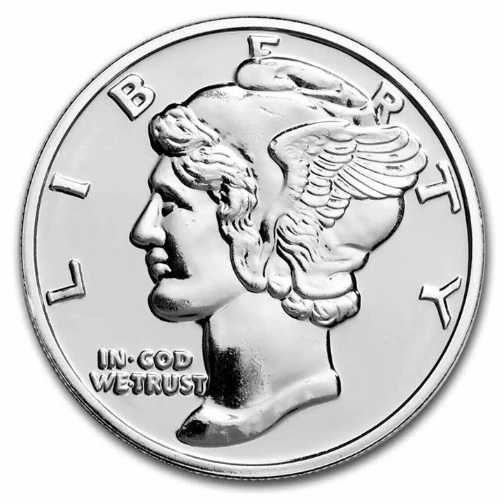 1 ounce MERCURY SILVER DIME .999 MINT SILVER ROUND* ~ IN A HARD CASE! FREE SHIP!