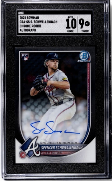 2025 BOWMAN SPENCER 
SCHWELLENBACH
CHROME ROOKIE
AUTOGRAPH CRA-SS MLB ATL SGC  9