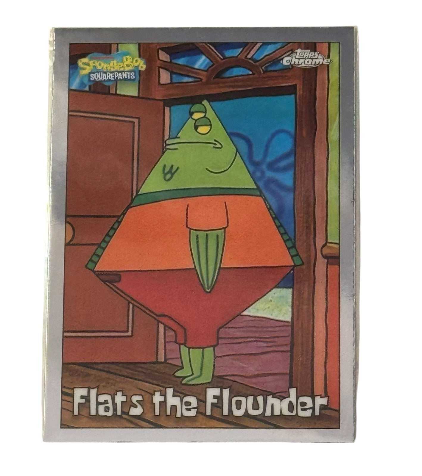 Topps Chrome SpongeBob Flats the Flounder 25th Anniversary trading card near mint condition
