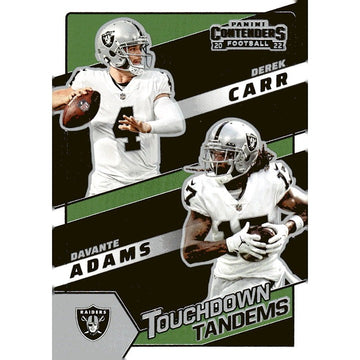 2022 Panini Contenders #TDT-LV Davante Adams / Derek Carr SN25 Touchdown Tandem*