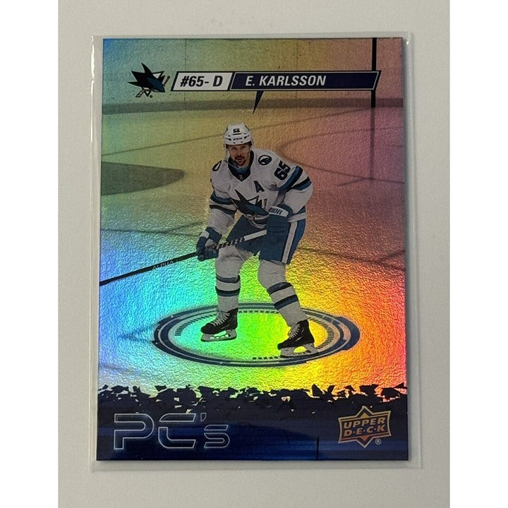 E. Karlsson 2023-24 Upper Deck - Hockey Refractor PC’s Card #65-D NHL SJ Sharks*