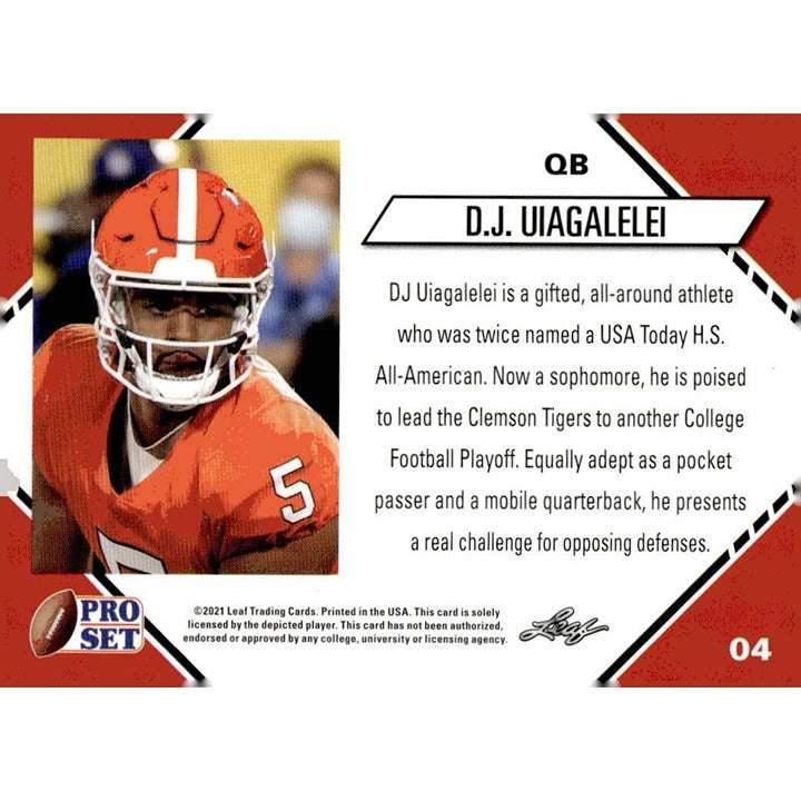 2022 Leaf Pro Set D.J. Uiagalelei rookie football trading card Seminoles quarterback