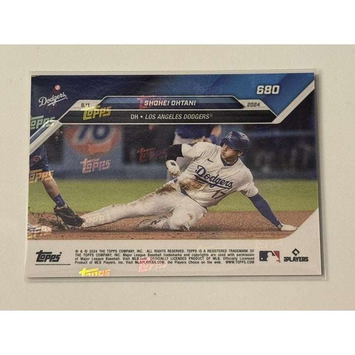 Shohei Ohtani 2024 Topps Now MLB card #680 featuring 47th home run and stolen base, LA Dodgers