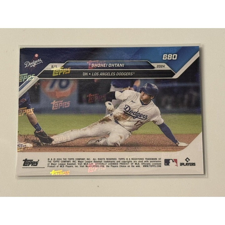 Shohei Ohtani 2024 Topps Now baseball card 680 Los Angeles Dodgers 47th home run and stolen base collectible