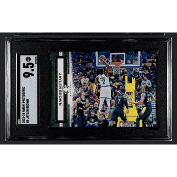 Jaylen Brown 2023-24 Panini Photogenic basketball card graded 9.5 featuring Boston Celtics action shot