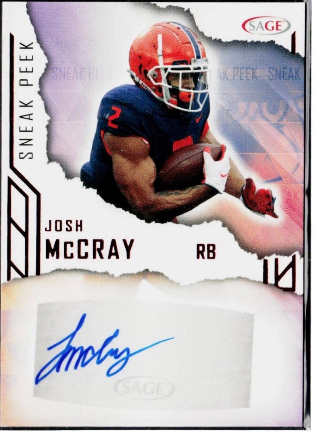 UGA Josh McCray RC Auto* Bulldogs 2023 SAGE HIT #SPA-JM - Sneak Peek Low Series)